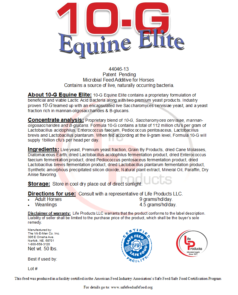 livestock probiotics, 10-G Elite Livestock Probiotics, Life Products - Vit-E-Men